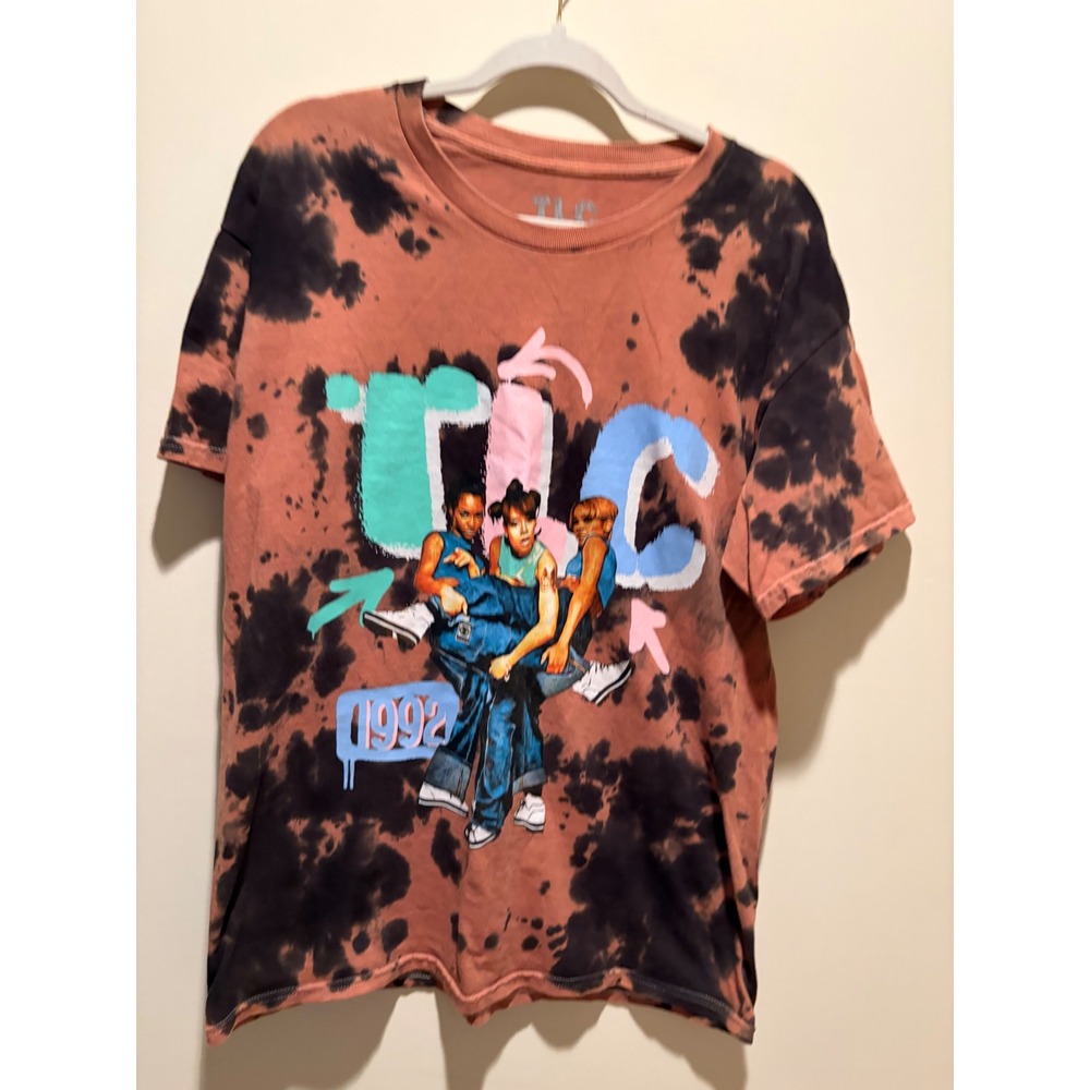 TLC 1992 Graphic Tie Dye T-Shirt Mens Large Orange Black Hip Hop Streetwear